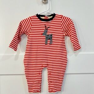 NWOT bella bliss Red and White Striped Reindeer jumpsuit size 3months